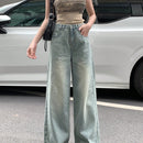 DAZY Pantalones de mezclilla casuales para mujer de ajuste holgado y pierna ancha hasta los siete puntos con bolsillos