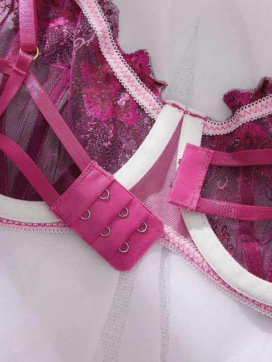 Nuevo conjunto de 2 piezas de Brasieres con aro para mujer y con reunion bordada
