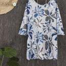 Camisa casual de verano con estampado floral, cuello en V y bolsillo