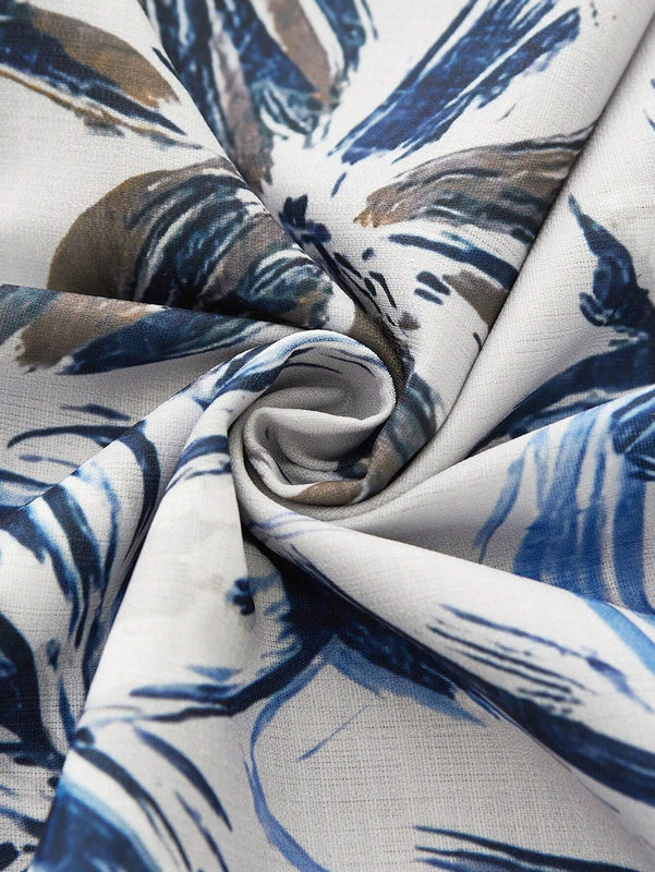 Camisa casual de verano con estampado floral, cuello en V y bolsillo