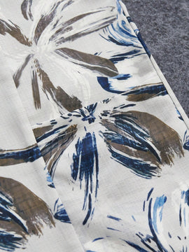 Camisa casual de verano con estampado floral, cuello en V y bolsillo