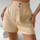 LUNE Shorts casuales para mujer de unicolor con cintura de volantes