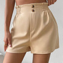 LUNE Shorts casuales para mujer de unicolor con cintura de volantes