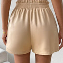 LUNE Shorts casuales para mujer de unicolor con cintura de volantes