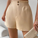 LUNE Shorts casuales para mujer de unicolor con cintura de volantes