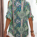 Blusa casual de vacaciones para mujer con escote en V profundo y hombros abiertos