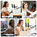 Microfono Depusheng Profesional de Conector y Jugar, Tarjeta de Condensador Cardioide con Conjunto de Sonido para Computadora, para Transmisiones en Vivo, Podcasts, Grabación de Estudio y Juegos