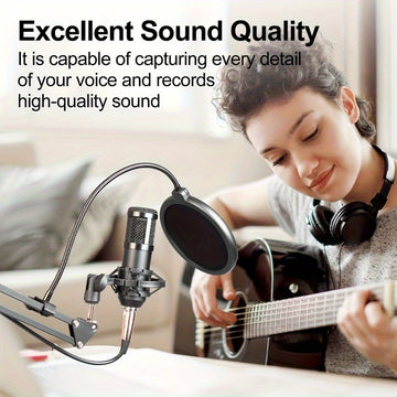 Microfono Depusheng Profesional de Conector y Jugar, Tarjeta de Condensador Cardioide con Conjunto de Sonido para Computadora, para Transmisiones en Vivo, Podcasts, Grabación de Estudio y Juegos