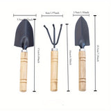 3 piezas de juego de paletas de jardín, herramientas manuales de metal duraderas, ideales para plantar, airear el suelo, macetas y podar, con mangos de madera, para no requerir electricidad