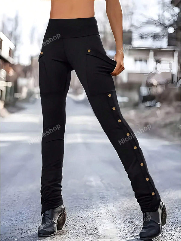Pantalones para uso diario simples de unicolor para mujeres