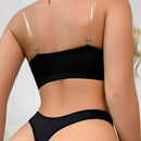 Conjunto de Brasier sin tirantes y ajustable con cierre de hebilla frontal y sin aros para mujer y tanga a Conjunto