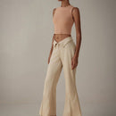 Prive Pantalones de alto nivel de moda mostaza amarillo para mujeres con dobladillo doblado y decoracion con cremallera, ropa de mujer