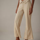 Prive Pantalones de alto nivel de moda mostaza amarillo para mujeres con dobladillo doblado y decoracion con cremallera, ropa de mujer
