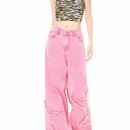 Coolane Jeans rectos y sueltos de estilo callejero para mujer con parches de estrellas bordados, combinalos con cualquier look de moda que desees