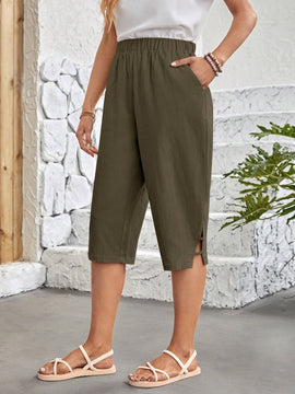 EMERY ROSE Pantalones casuales de longitud 7/8 con unicolor para mujer de vacaciones