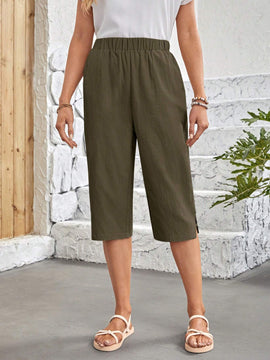 EMERY ROSE Pantalones casuales de longitud 7/8 con unicolor para mujer de vacaciones