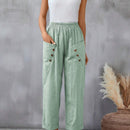LUNE Pantalones de mujer de ocio de vacaciones de doble bolsillo y unicolor