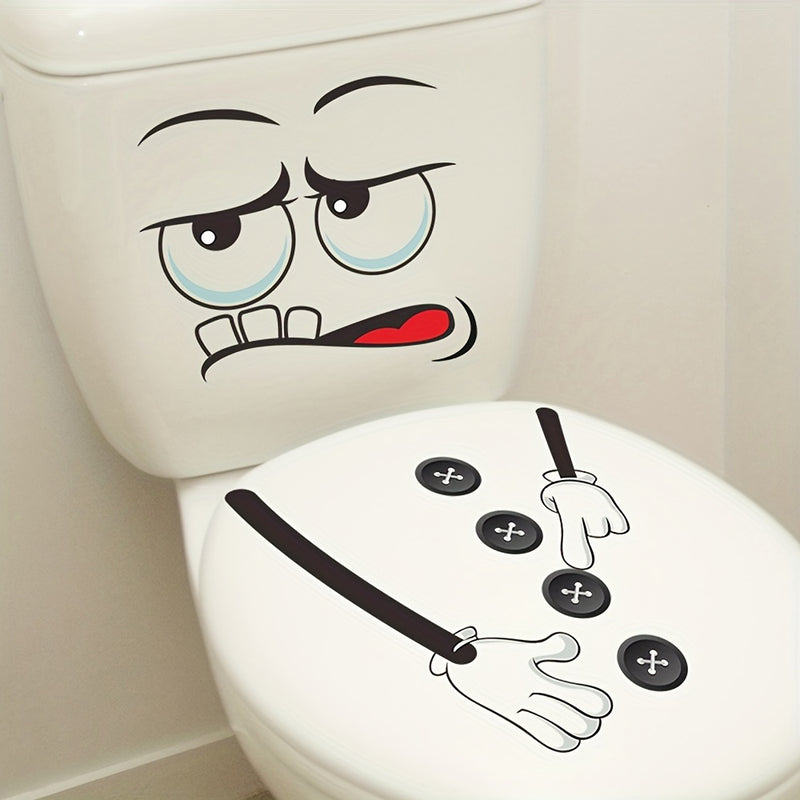 1pc Calcomanía de Tapa de Inodoro con Cara Sonriente - Autoadhesiva, Calcomanía Creativa para Pared de Baño para Todas las Estaciones