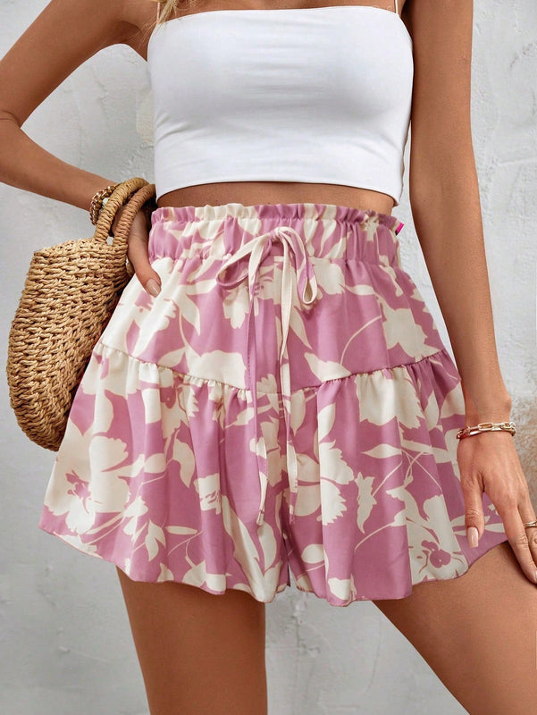 VCAY Shorts de vacaciones holgados con estampado floral
