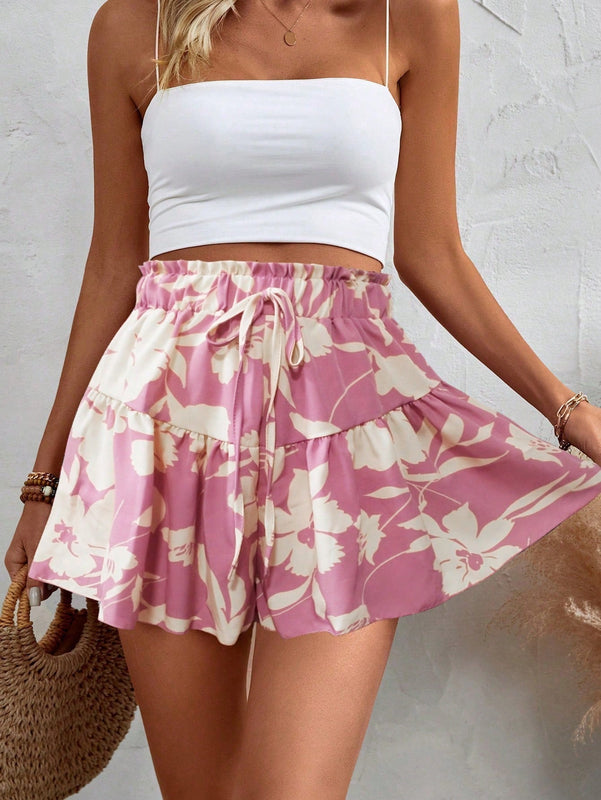 VCAY Shorts de vacaciones holgados con estampado floral