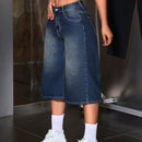 ICON Pantalones Jeans anchos y sueltos de siete puntos para mujer con impresion de personaje de dibujos animados y bolsillos