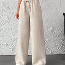 Pantalones anchos de pierna ancha con banda elastica para mujeres