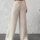 Pantalones de pierna ancha con cintura elastica para mujeres