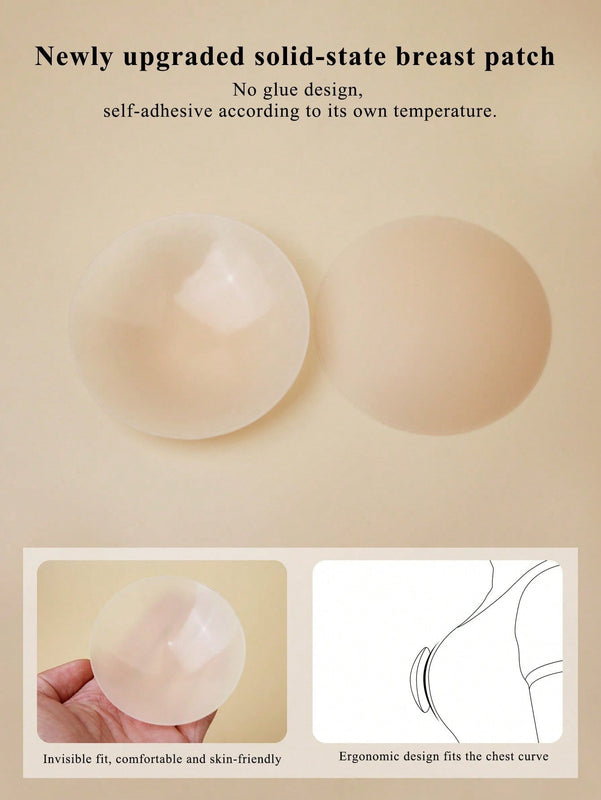 Juego de almohadillas de silicona para Brasier en caja de color: cubierta solida autoadhesiva anti-luz y sin rastro para pezones, super ligero y sin soporte