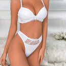 Conjunto de sosten brillante para mujeres, lenceria sexy push-up con Tangas
