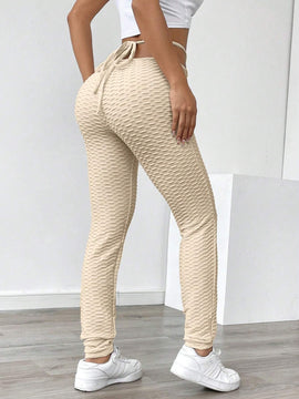 Frenchy Pantalones de yoga con textura ajustados, adelgazantes
