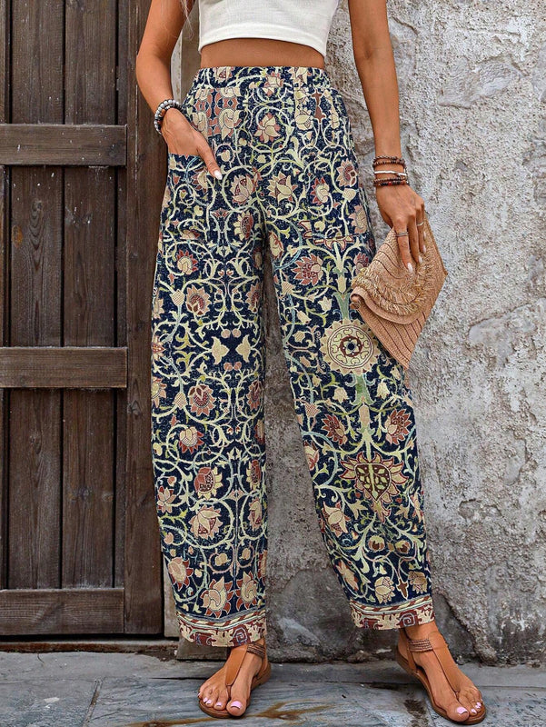 VCAY Pantalones largos holgados impresos para mujer para uso diario