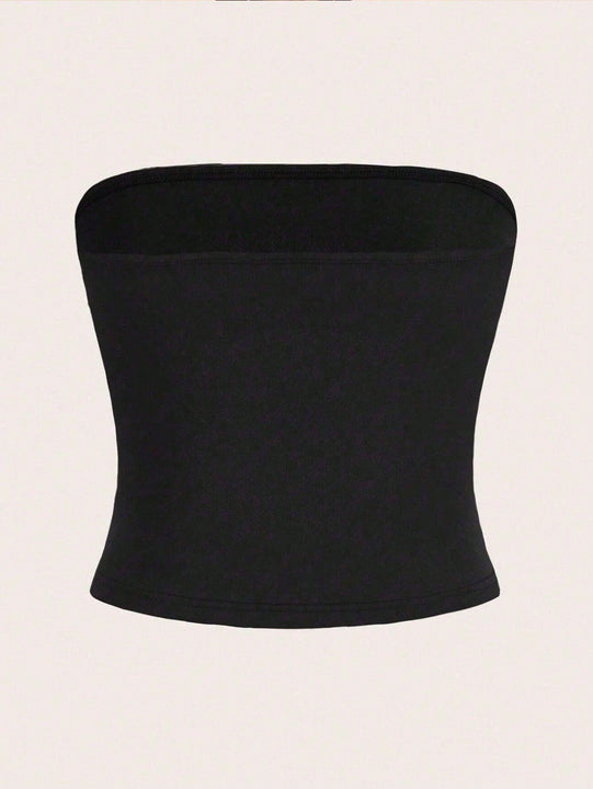 EZwear Top de tubo de mujer estampado de collage de vacaciones en la playa con una estetica de estrella de mar y perlas en el oceano para verano