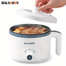 BALASHOV 1.7L Olla Eléctrica con Vaporizador, Cocinero Rápido Antiadherente, Control de Doble Potencia, Enchufe de EE. UU., 110-130V, para Ramen, Sopa, Dumplings, Avena - Accesorio de Cocina Portátil, Blanco