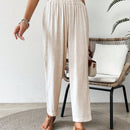 Vcay pantalon largo casual y elastico de unicolor para vacaciones con cintura elastica