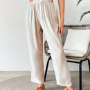 Vcay pantalon largo casual y elastico de unicolor para vacaciones con cintura elastica
