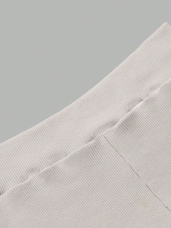 Conjunto comodo informal de pantalones plisados de alto elastico para mujer