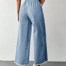 Cottnline pantalones palazzo de tiro alto, sueltos y con bolsillo, de 100% algodon, para primavera y verano