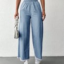 Cottnline pantalones palazzo de tiro alto, sueltos y con bolsillo, de 100% algodon, para primavera y verano