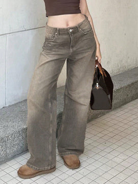 Jeans de cintura alta con piernas anchas de estilo vintage