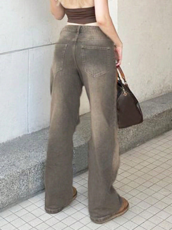 Jeans de cintura alta con piernas anchas de estilo vintage