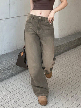 Jeans de cintura alta con piernas anchas de estilo vintage