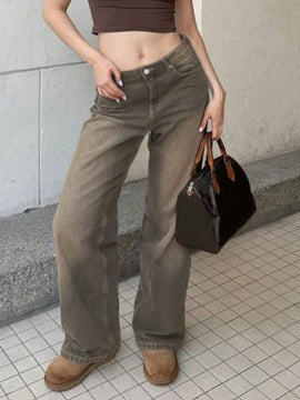 Jeans de cintura alta con piernas anchas de estilo vintage