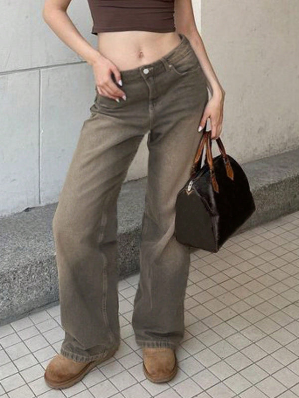 Jeans de cintura alta con piernas anchas de estilo vintage