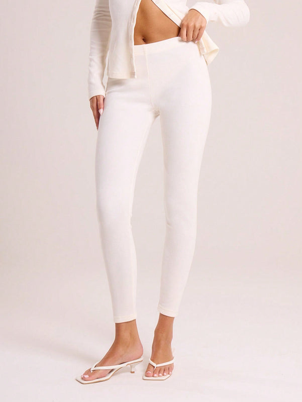 MUSERA Leggings acanalados de cintura baja