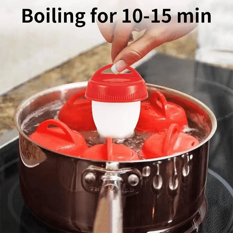 6pcs Cocedores de Huevos de Silicona, Antiadherentes Resistentes al Calor hasta 248°F, Diseño Fácil de Romper y Verter, Tazas para Hacer Huevos Duros Perfectos sin Cáscara, Gadgets de Cocina para Cocinar en Casa