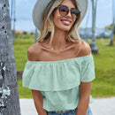 Blusa de mujer de hombros descubiertos sencilla de unicolor para uso diario