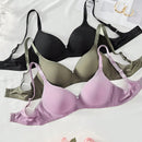 3 piezas sujetador inalambrico comodo de copa blanda, de colores, solido, ropa interior para mujer