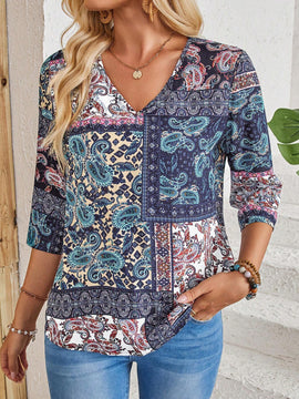EMERY ROSE Camisa estampada de paisley para tiempo libre de mujer