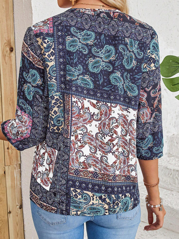 EMERY ROSE Camisa estampada de paisley para tiempo libre de mujer
