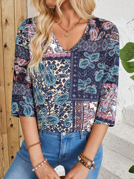 EMERY ROSE Camisa estampada de paisley para tiempo libre de mujer
